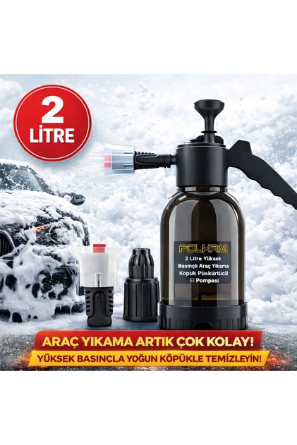 Polham 2 Litre Yüksek Basınçlı Araç Yıkama Köpük Püskürtücü El Pompası, Otomobil, Bahçe, Temizleme P
