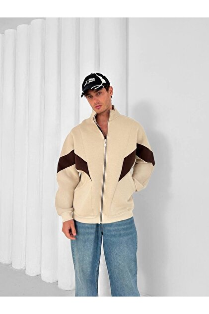İLKCET MODA Yan Detail Unisex Oversize Zippered Sweatshirt - Trendyol