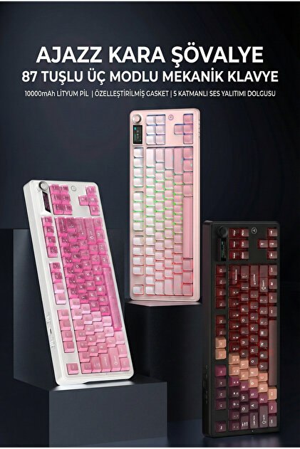 Ajazz MK87 Maillard Switch 10.000 Mah Batarya RGB Mekanik Oyun