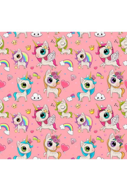 Tatlı Unicorn Desenli Baskılı Kumaş