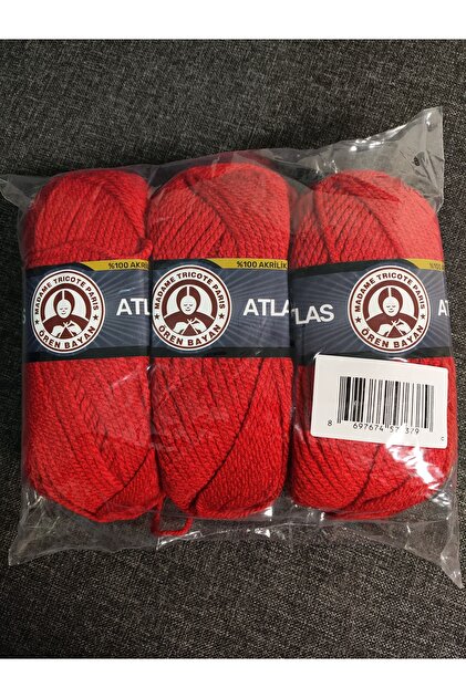 ÉPINE logo arm volume knit red Ören Bayan ATLAS Kırmızı El Örgü İpi (3 Adet) - Renk: 033 - Fiyatı