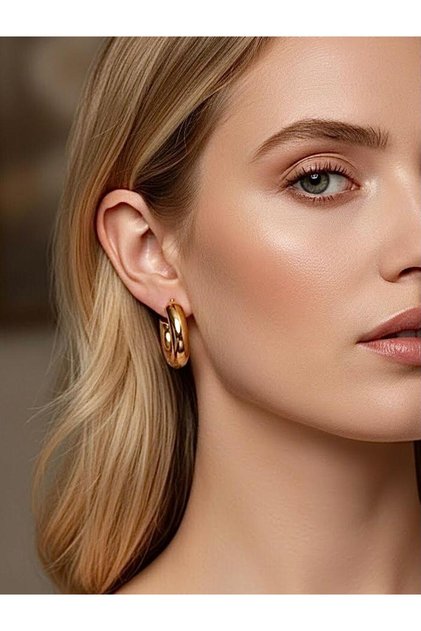 316L Original Steel Thick Tube Hoop Earring-2.2Cm