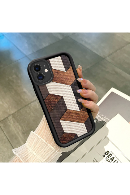 iPhone 12 Compatible, Stylish Wood Pattern Silicone Phone Case