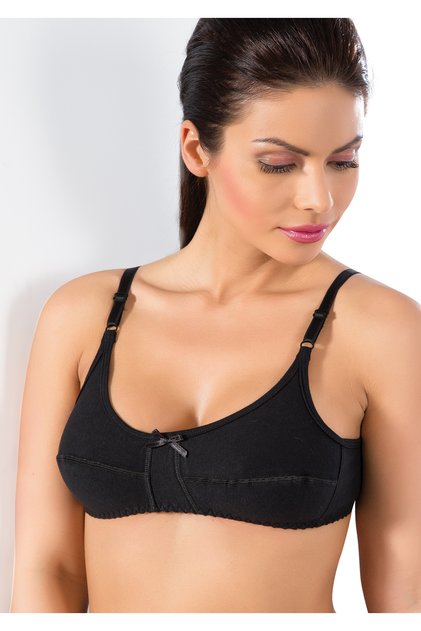 Lüx Drm Padless Combed Cotton Bra 100% Cotton Black-White-Tan