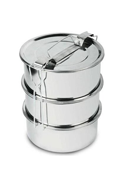 abnturk 15x6cm 3 Kap Isıtılabilir Sefer Tası 4-5 Kişilik Paslanmaz