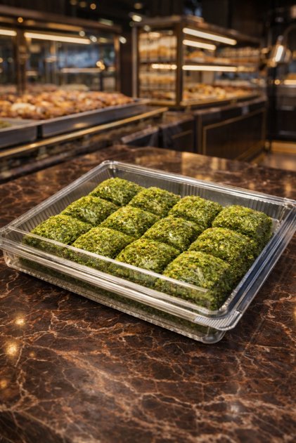 25 Adet 1000 Cc 1 Kilogramlık Yassı Soğuk Bakalava - Kuru Pasta Kutusu Baklava Kabı