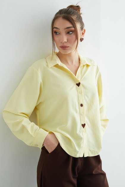 Heart and Sun Embroidered Casual Shirt