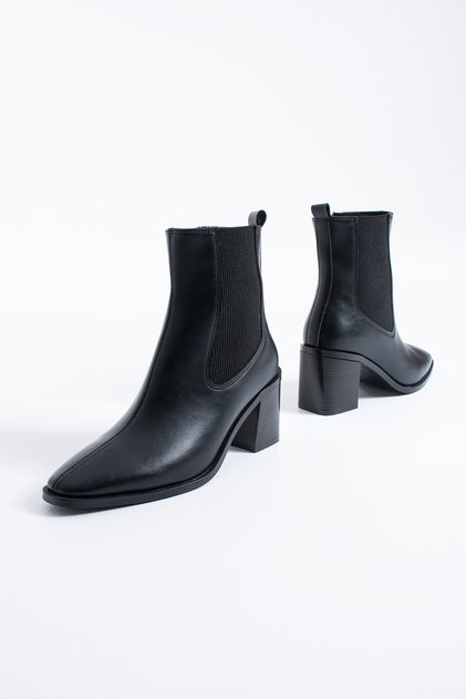 Carmen Women's Heeled Zippered Rubber Detailed Winter Ankle Boots Suitable for Daily and Stylish Use