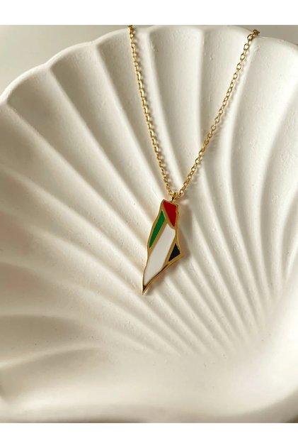 Palestine Flag Necklace / Palestine Map Necklace / Lacquer Finish 1St Quality
