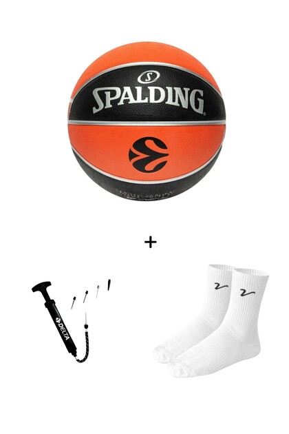 TF-150 EURO 7 Numara Basketbol Topu + Top Şişirme Pompası + Vee Basketbol Çorabı