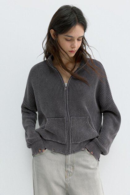 Pull & Bear Yırtık detaylı fermuarlı hırka - Fiyatı, Yorumları