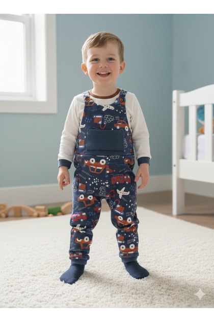 Car Printed Salopet - Sweet Boy