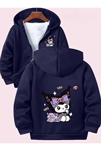 MECH BUTİK Kuromi Kulaklı Lila Fermuarlı Hırka Sweatshirt - Fiyatı