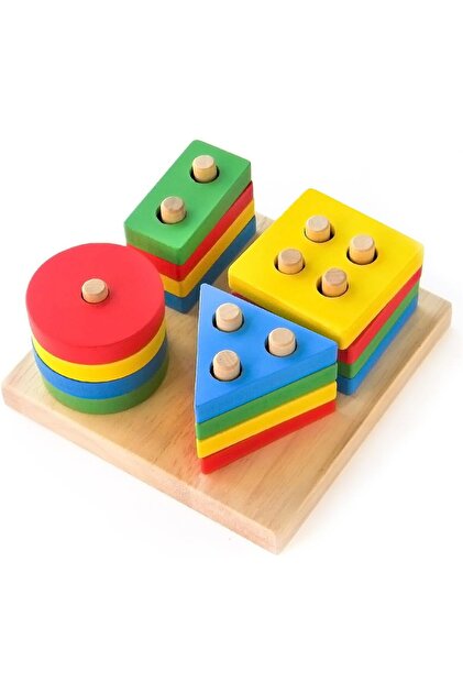 Montessori Toys for 1 to 3 Year Old Boys, Girls & Toddlers - Wooden Shape Sorter & Stacking Toys