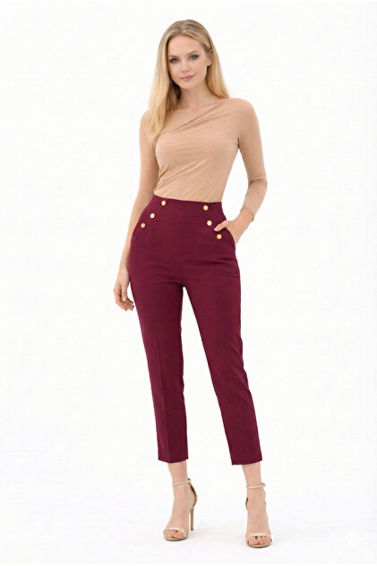 ÇOK ŞIK YAN CEPLERİ DÜĞME DETAYLI MEVSİMLİK PANTALON