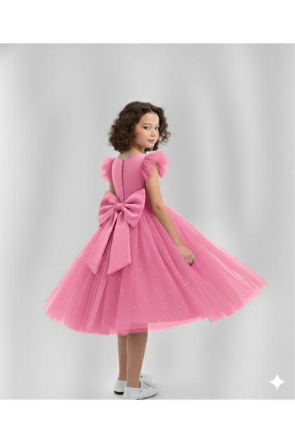 Girl's Pearl Pink Dress,Girl's Party Dress,Girl's Evening Dress