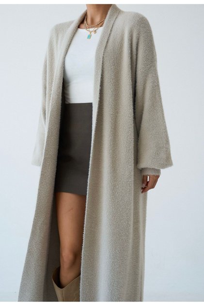 Women's Long Plush Knitwear Cardigan