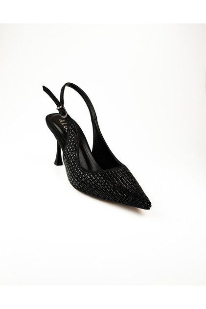 Alos 7550 Black Stone Heeled Evening Dress Women's Shoes