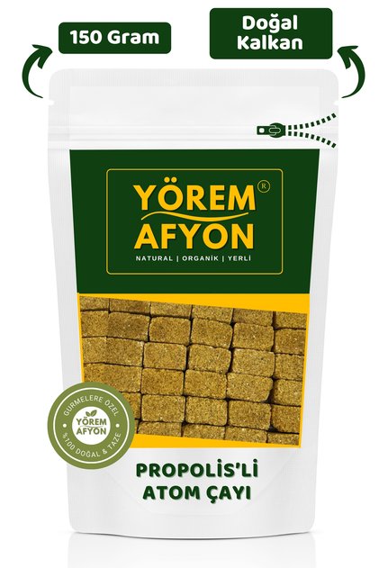 Gerçek Propolisli Atom Çayı, Glikozsuz Saf Pancar Şekerli 12 Kat Etkili Bitkisel Küp Çay | 150Gr.