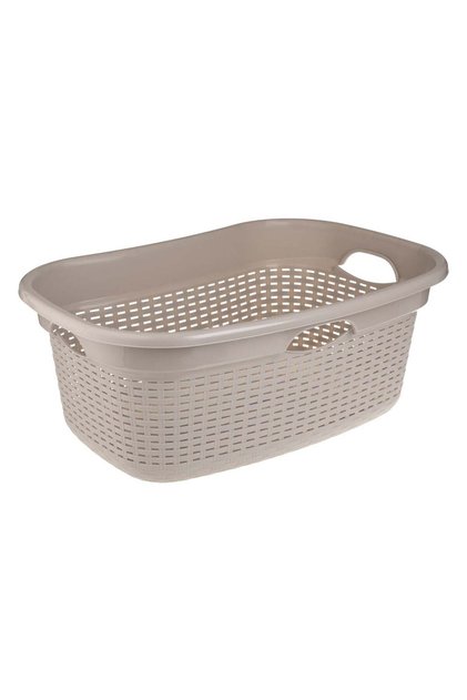 Lighean Rufe Dreptunghiular Perforat din Plastic Bej 60L