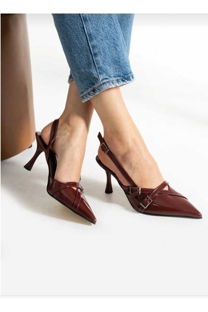 Imported Patent Leather Shiny Women's Daily Comfortable Double-Strapped High Quality Heeled Shoes