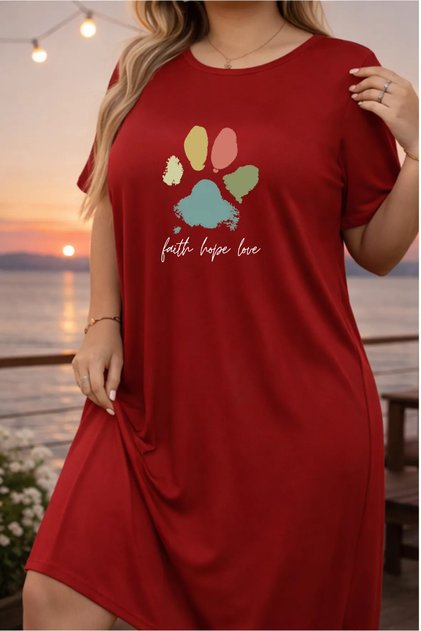 Women's Short Sleeve Crew Neck T-Shirt Dress Nightgown