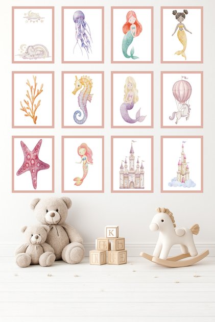 12-Piece Frame-Looking Baby and Children's Room Painting Set – 15X20 cm Mdf Uv Printing