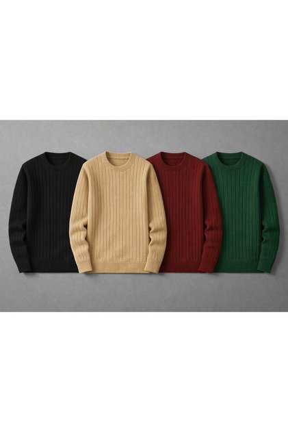 4-Piece Men's Knitwear Sweater Set – Ribbed Texture, Premium Knitted Quality, Economical Price Advantage