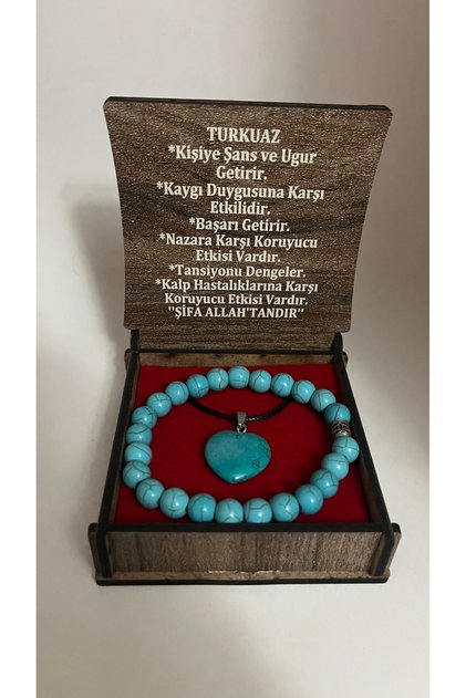Necklace and Bracelet with Turquoise Stone, Boxed Jewelry Set, Special Stone for Gifting