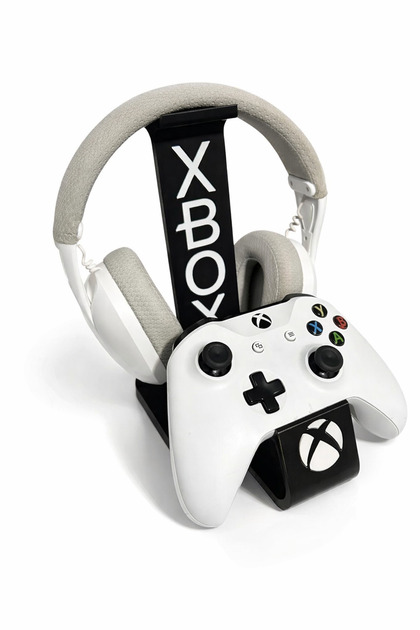 2’li Kumanda ve Kulaklık Standı ve Xbox Uyumlu Kulaklık ve Gamepad / Kol Tutucu Dekoratif 23 Cm Siyah