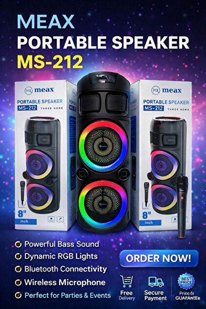 meax 8 inç HOPARLÖR BLUETOOTH MİKROFONLU Speaker – Güçlü Ses