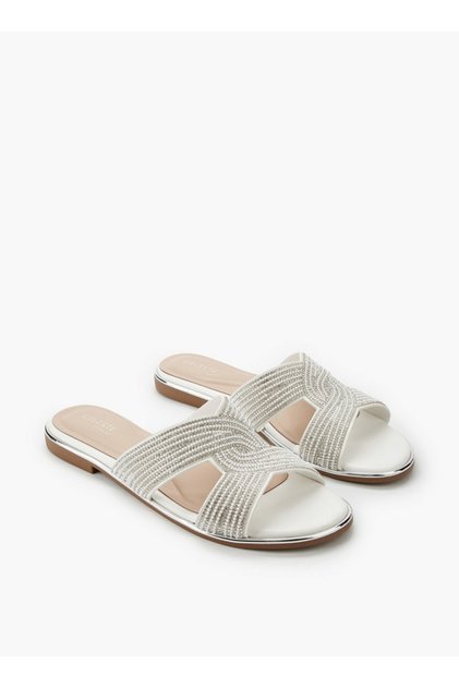 Women Stone Embellished Slide Sandals