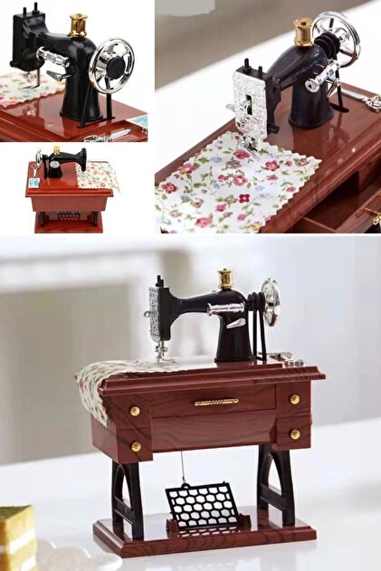Mini Dikiş Makinesi Doğum Günü Hediyesi Müzik Kutusu Masa Dekorasyonu Eğlenceli Tatlı Dekor Nostalji