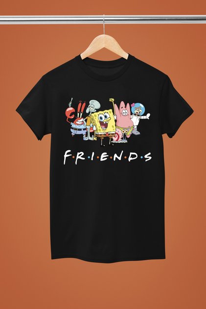 Spongebob Printed Cotton Short-Sleeved Regular Fit Youth and Children's T-Shirt