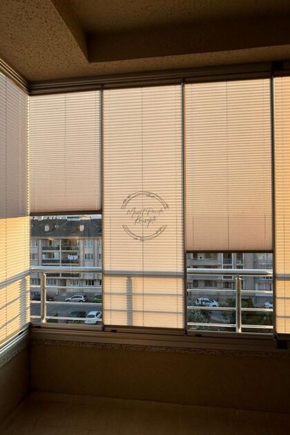 Katlanabilir Cam Balkon Plise Perde Krem (Kancalı Veya Vidalı Sistem)
