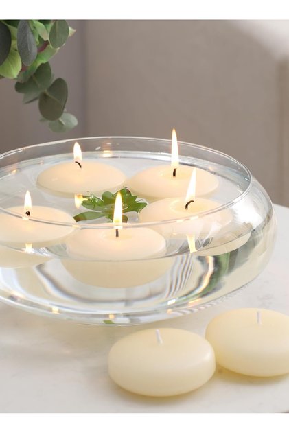 Floating Candles – Paraffin Wax – Large Pack of 8 , large-ivory
