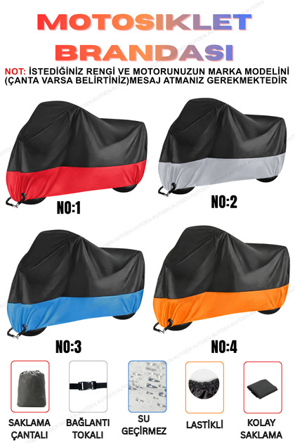 TÜM MOTORLARA UYUMLU MOTOSİKLET BRANDASI (SİYAH-ÖZEL RENKLER)