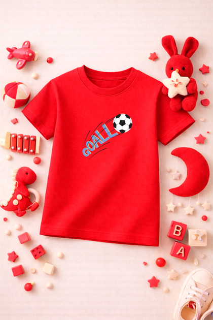 Football Themed Printed Girls Boys Tshirt T-Shirt Tee Comfortable Soft 100% Cotton