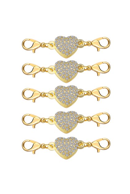 Gold 5pcs/lot Strong Magnetic Necklace Closures Extender Silver Metal Double Lobster Clasp for DIY J