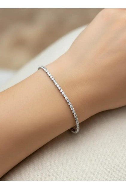 Steel Silver Mini Round Stone Waterway Bracelet - 26Slb20