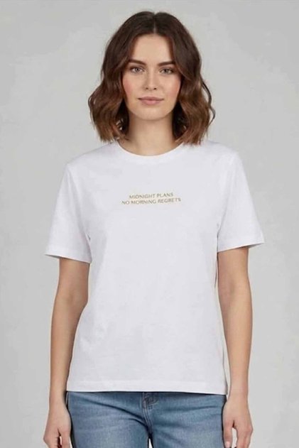 Women's Midnight Plans Gold Written 100% Cotton T-Shirt