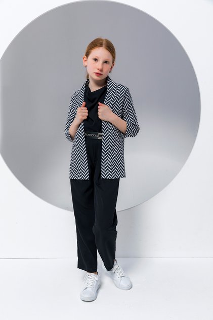 Girl's Striped Open-Front Jacket - New Season