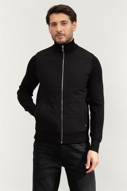 Knit Zip Jacket Erkek Mont Siyah