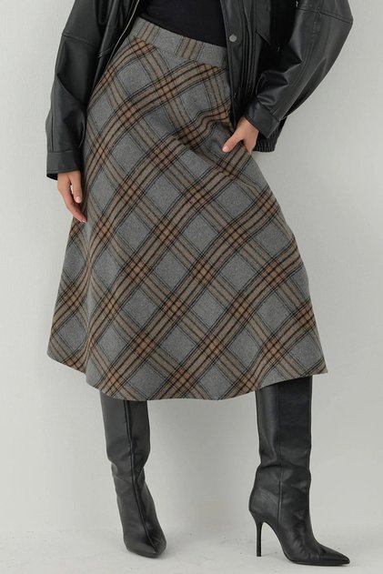 A-Line Thick Midi Skirt
