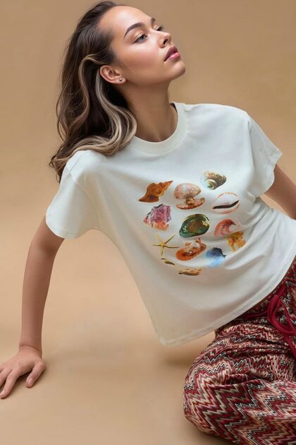 Regular Fit Crew Neck 100% Cotton T-Shirt with Print Detail