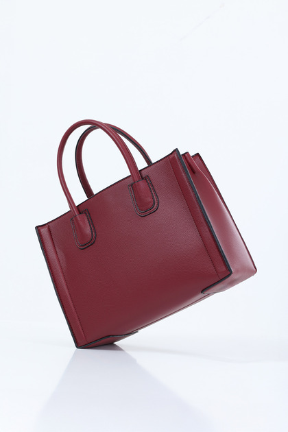 Women's Burgundy Hard Tote Shoulder and Hand Bag