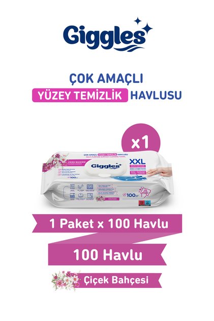 XXL İz Bırakmayan Yüzey Temizlik Havlusu - (Çiçek Bahçesi) 100 Yaprak
