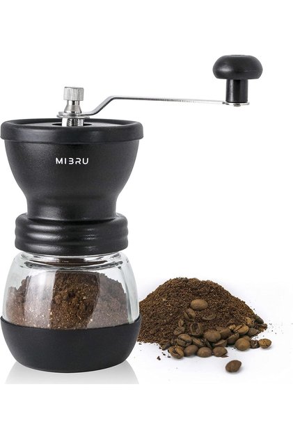 Manual Coffee Grinder with Glass Jar, Precision Burrs for Fresh Coffee Brewing
