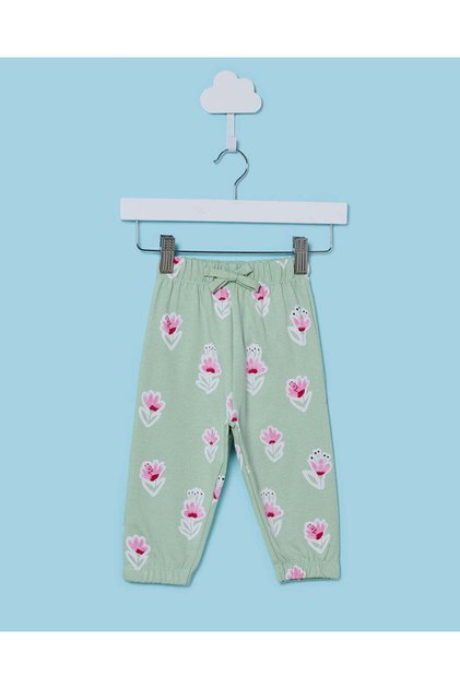 Infant Girls Green Placement Print Joggers