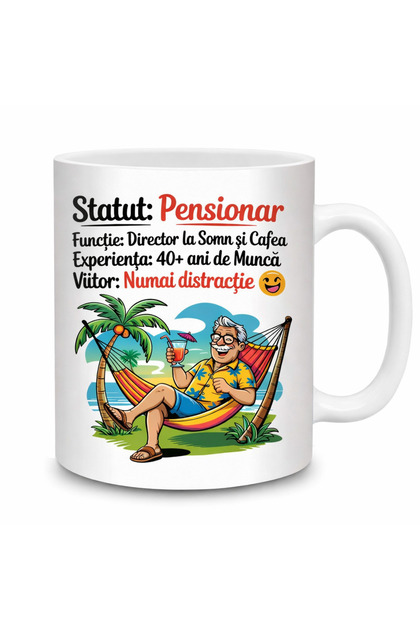 Cana Cadou pentru Pensionar – Design Amuzant si Mesaj Personalizat